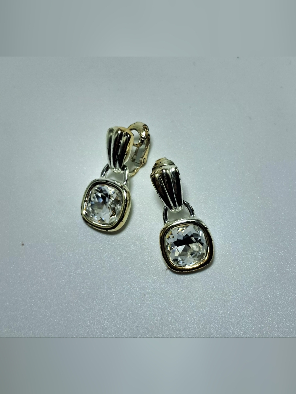 Classic Swarovski Two-Tone Clear Crystal Drop Earrings - Picture 4 of 6